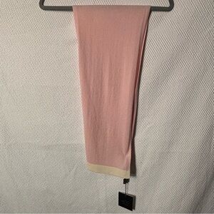 LG Cashmere Pink and Cream Cashmere Scarf 2 Ply Cashmere NEW WITH TAG